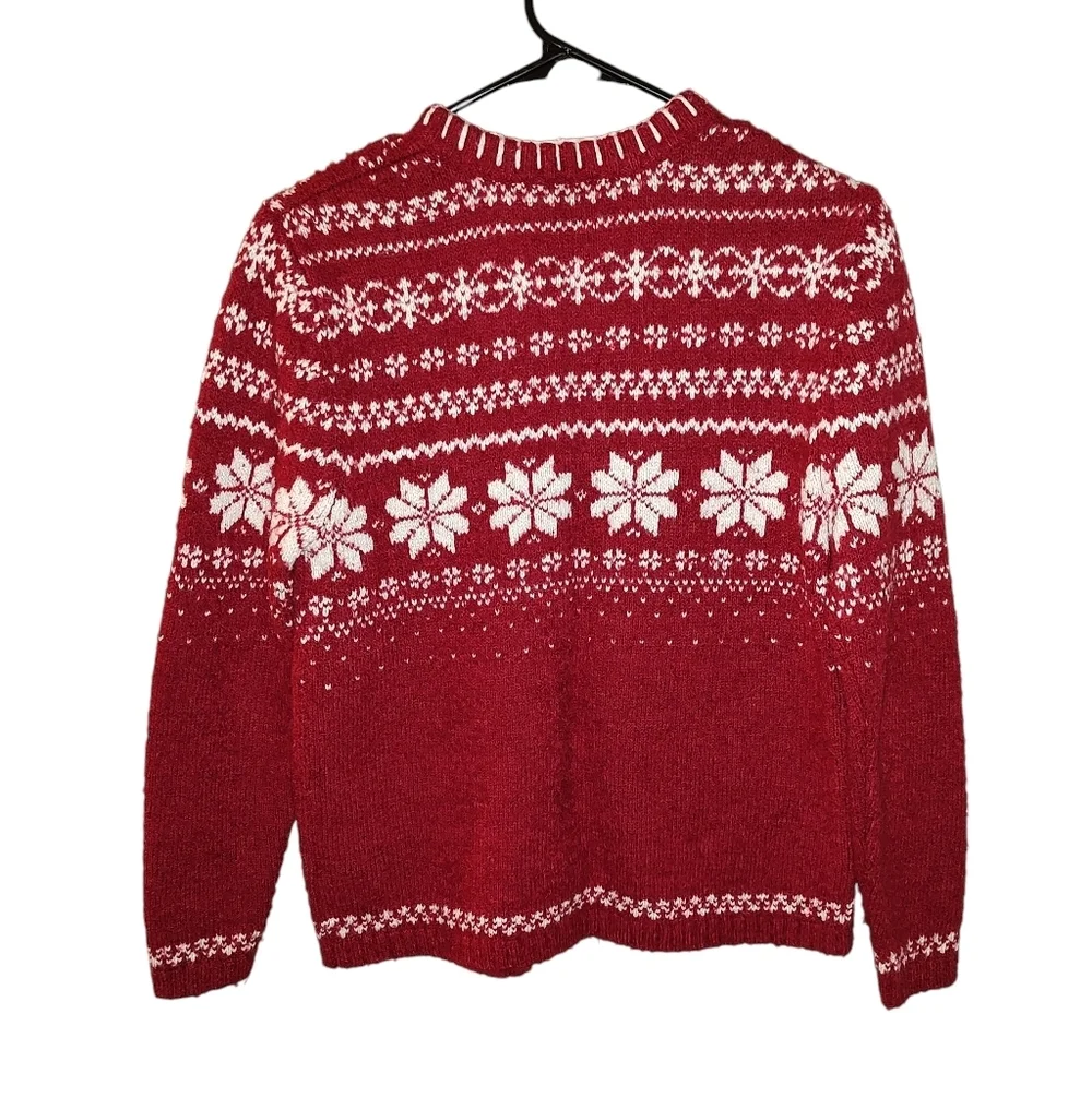 Vintage Red And White Norwegian Fair Isle Polar Bear Knit Sweater With Zipper